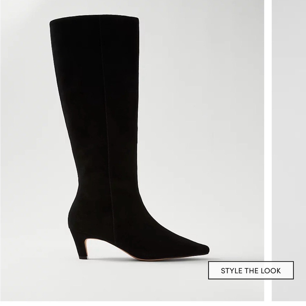 Ann Taylor Black Knee-High Pointed Toe Wedge Boots - New, in box!